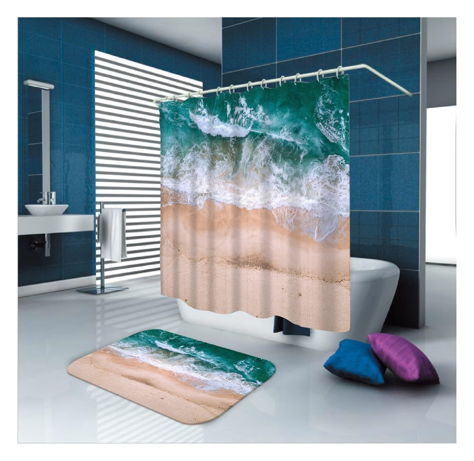 Rideau de douche imperméable lavable pour éviter moisissures au sol