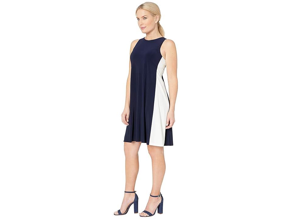 

LAUREN Ralph Lauren 4R Matte Jersey Kylene Sleeveless Day Dress (Lighthouse Navy/Lauren White) Women's Dress