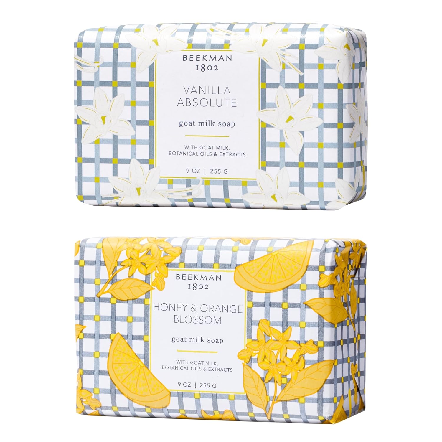 Beekman 1802 Goat Milk Body Soap Bar Set - Scented - 9 oz (Pack of 2) - Nourishes, Moisturizes & Hydrates - 100% Vegetable Soap - Good for Sensitive Skin - Cruelty Free