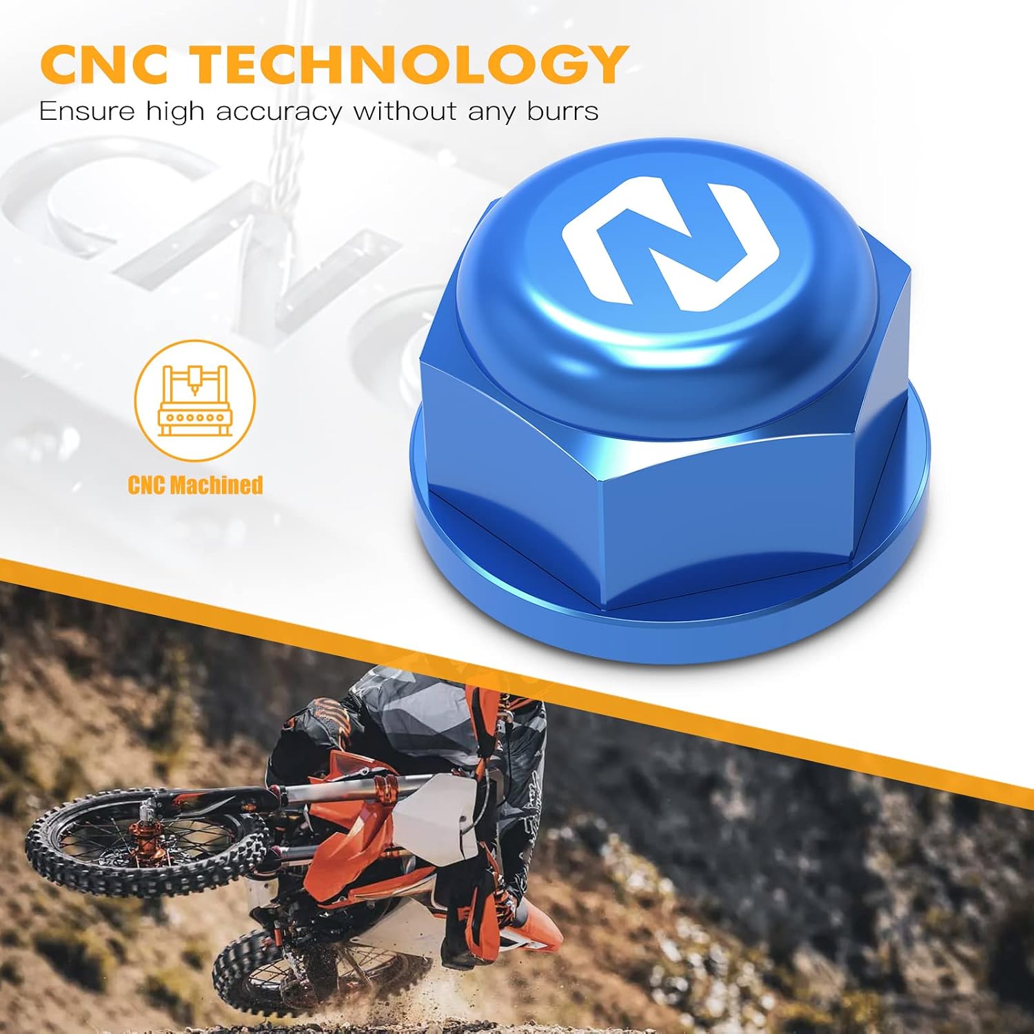NICECNC Rear Axle Nut M22x1.5 Motorcycle, Rear Wheel Nut CNC Aluminum Replacement Compatible with Husqvarna 150-450 FC/FX/TX/TC 2023-2024 150-501 TE/FE 2024 Accessories, Blue, Easy to Install