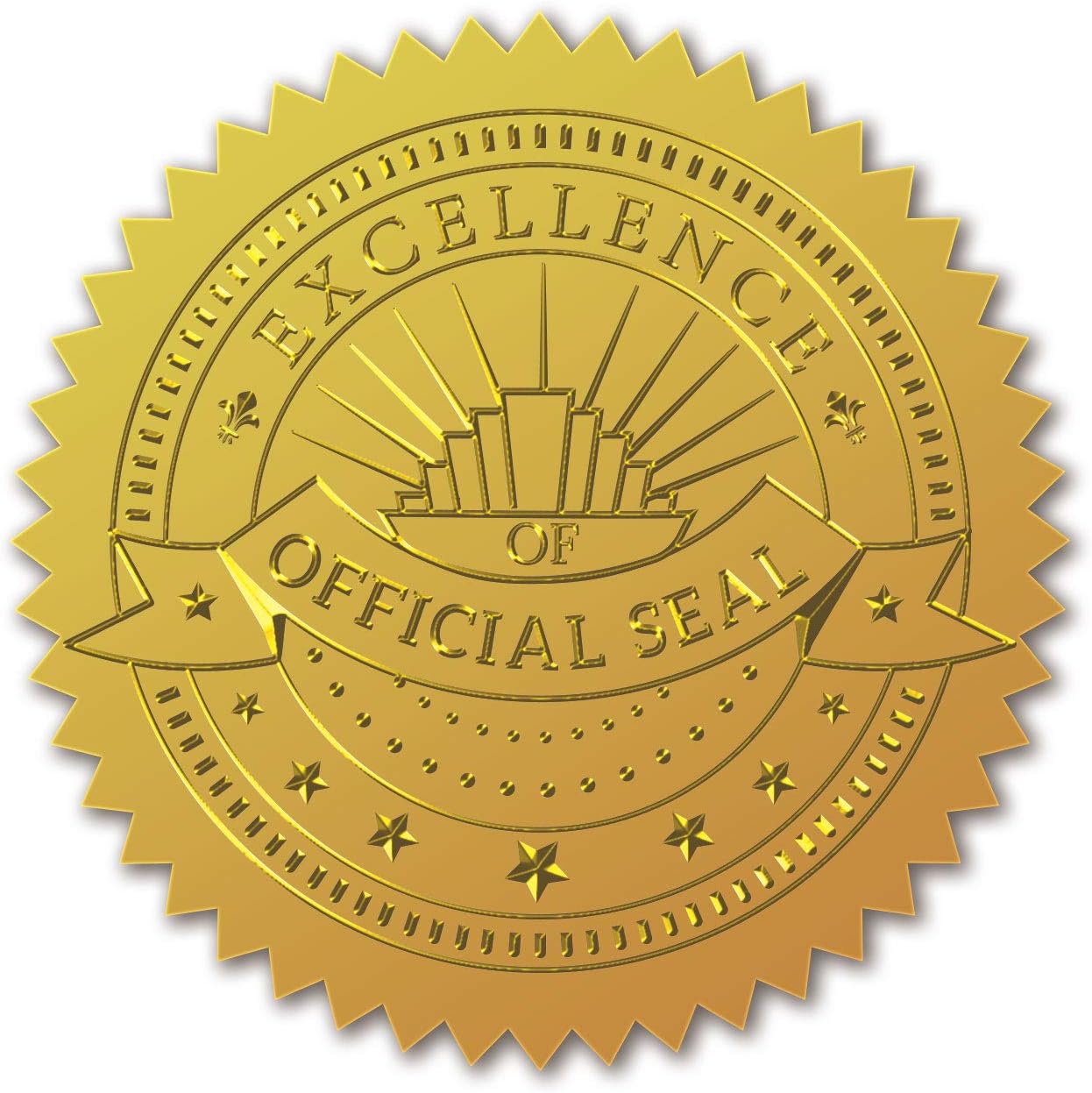 CRASPIRE 100pcs Embossed Gold Foil Certificate Seals Self Adhesive