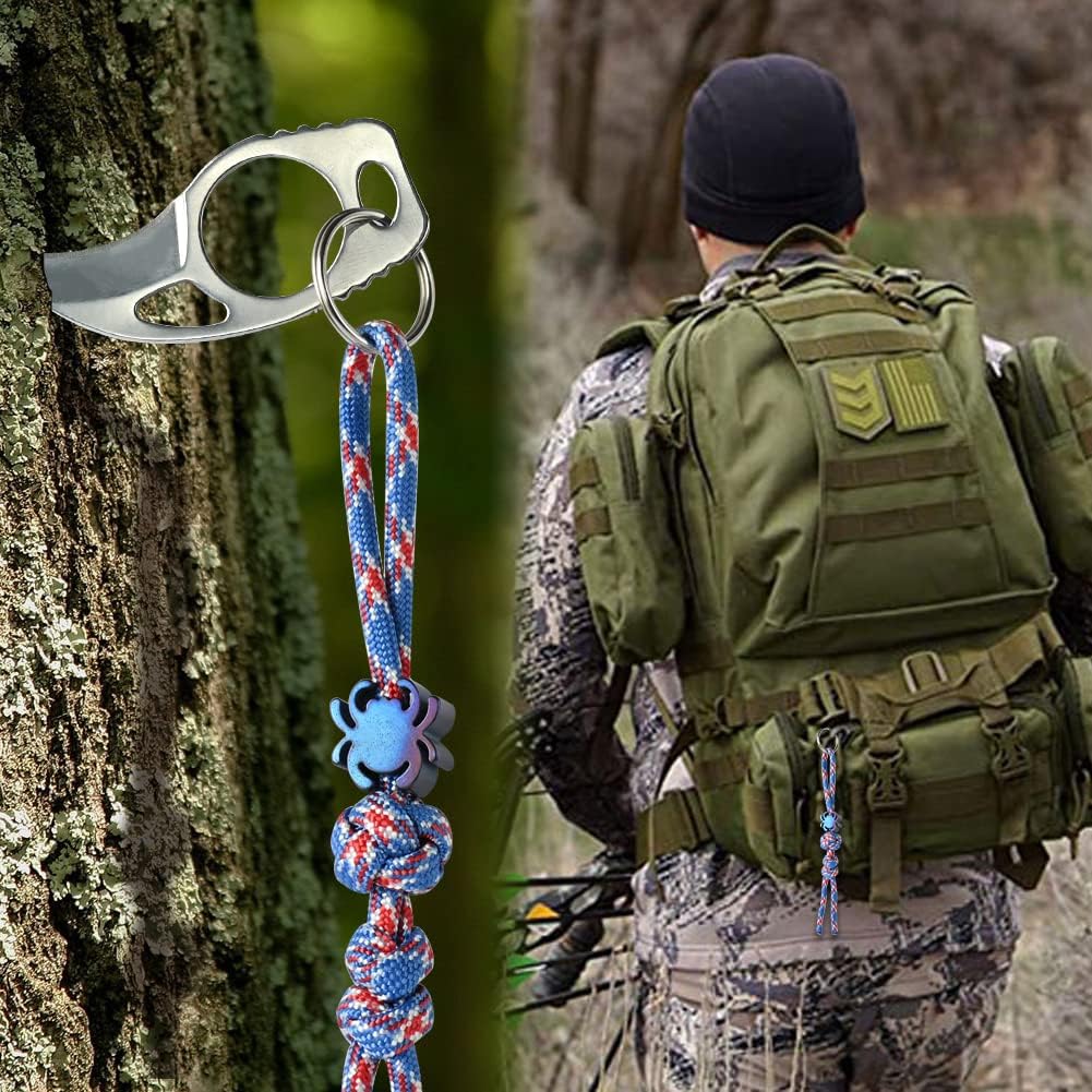 Titanium Beads Paracord Lanyards: TC4 EDC Lanyard Bead for Knives, CNC Metal Spider Shape Knife Lanyard Beads for Keychain, DIY Lanyard Bead with Parachute Cord - Image 4