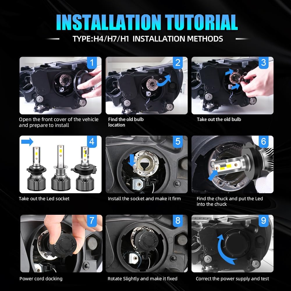 Fit for Honda Accord 1992-2007 Bulbs,High Beam+Low Beam Combo,25000LM 6000K White Plug and Play,50000hrs Lifespan,Pack of 4