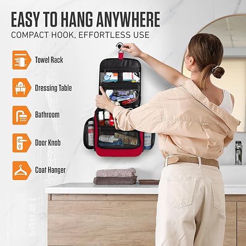 Vista 105 de VENTURE 4TH Neceser de viaje colgante para mujeres y hombres, organizador de viaje con compartimentos expandibles y bolsa transparente extraíble