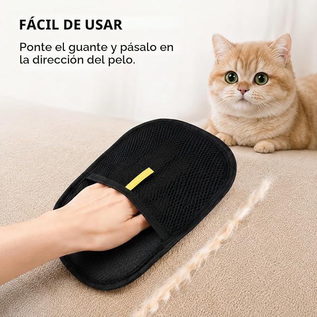 Foto 5 de 8 de Aemmbon Softpet - Guante Quitapelos Mascotas Softpet, Guante Quitapelos para Perros Y Gatos, Elimina Pelo…