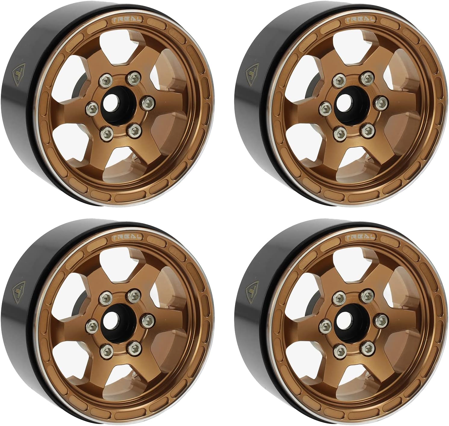 TREAL 1.9 Beadlock Wheels (4P) Red - CNC Aluminum Wheels For Axial SCX10, TRX4, Redcat Gen8 RC Crawlers