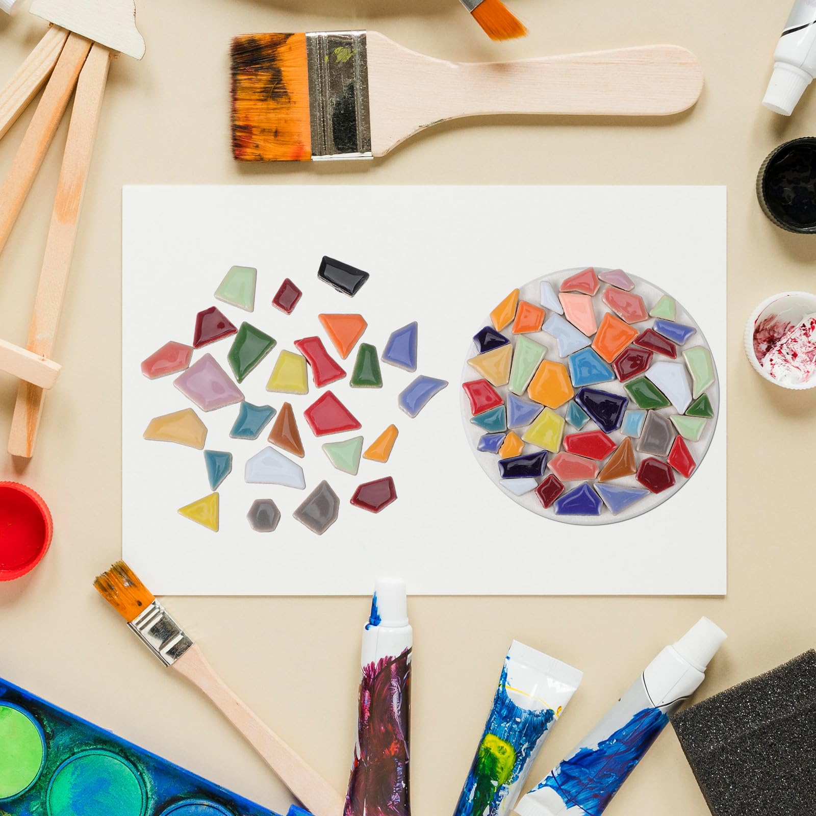 Tofficu Azulejos de Mosaico Cerámicos de 200g Forma Irregular, Prácticos y Creativos para Manualidades DIY en Jardín y Baño