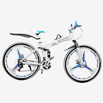QUESEC Solid Bikes Latest BM X6 Series, 3 Spoke Foldable/Folding MTB 21 Speed Gear Cycle for Men with Dual Disc Brake 16 Inches Steel Frame Ciycle Yong and Adult Bicycle - White (Unisex)