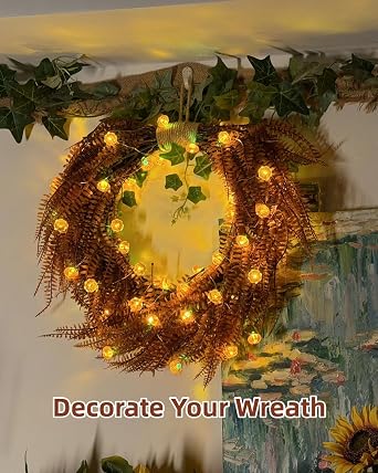 Pumpkin String Lights 10Ft 30 LEDs Halloween Decorations Battery Operated Orange Lights for Halloween Party Indoor Fall Decor Thanksgiving Decorations