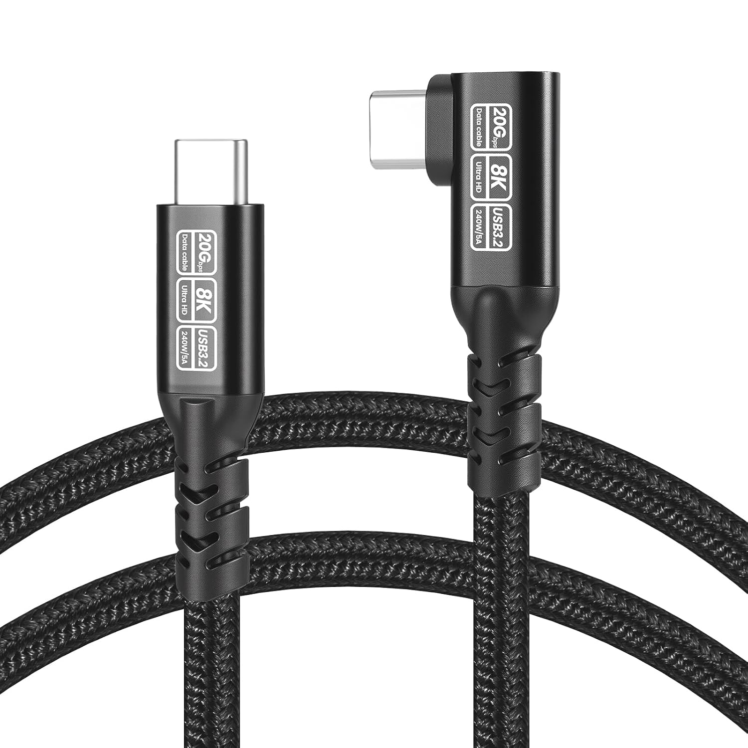 1M 20Gbps USB C Cable Data Cable USB 3.2 Gen2   2 90 Degree Thunderbolt 4 Cable USBC to USB Cable PD3.1 240W 48V/5A Charging Cable 8K @ 60Hz Video Cable for MacBook Pro Pad Pro Monitor