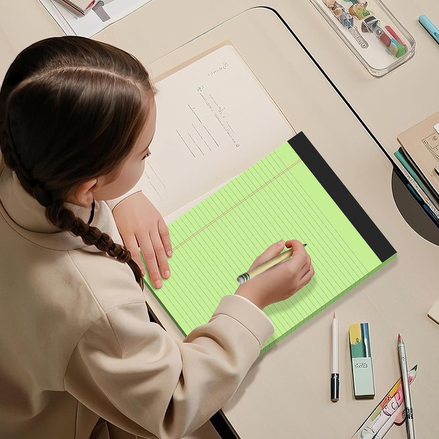 300 Sheets Green Legal Pads 8.5 x 11 College Ruled Paper 6-Pack Note Pads Narrow Ruled 50 Sheets per Notepad Perforated Writing Pad Durable Sturdy Back 8x11 Pads of Paper - Image 7