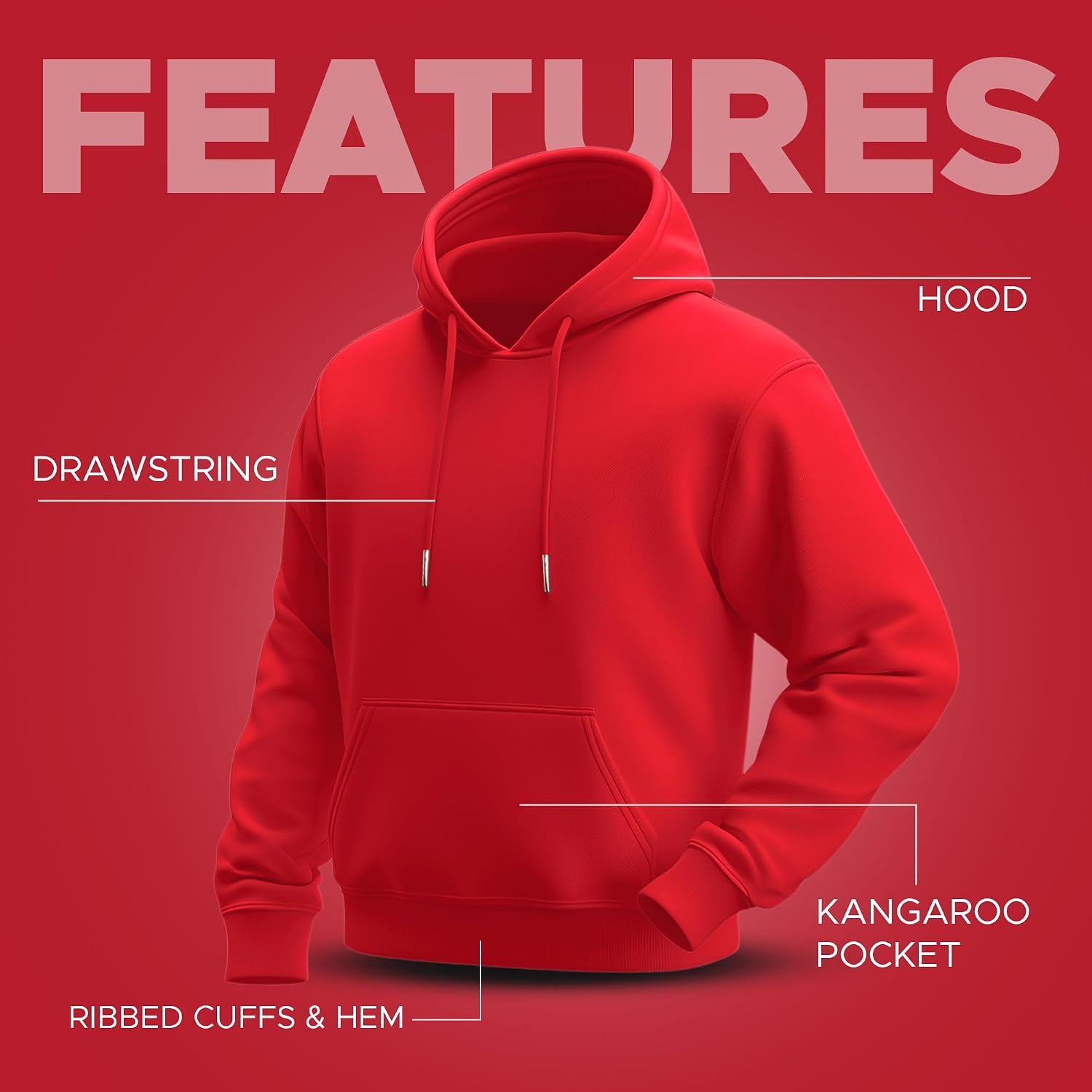 Unisex Pullover Hoodie – Soft Cotton Blend Fleece Sweatshirt for Men & Women, Warm Cozy Hoodie for Everyday Casual Wear image 4