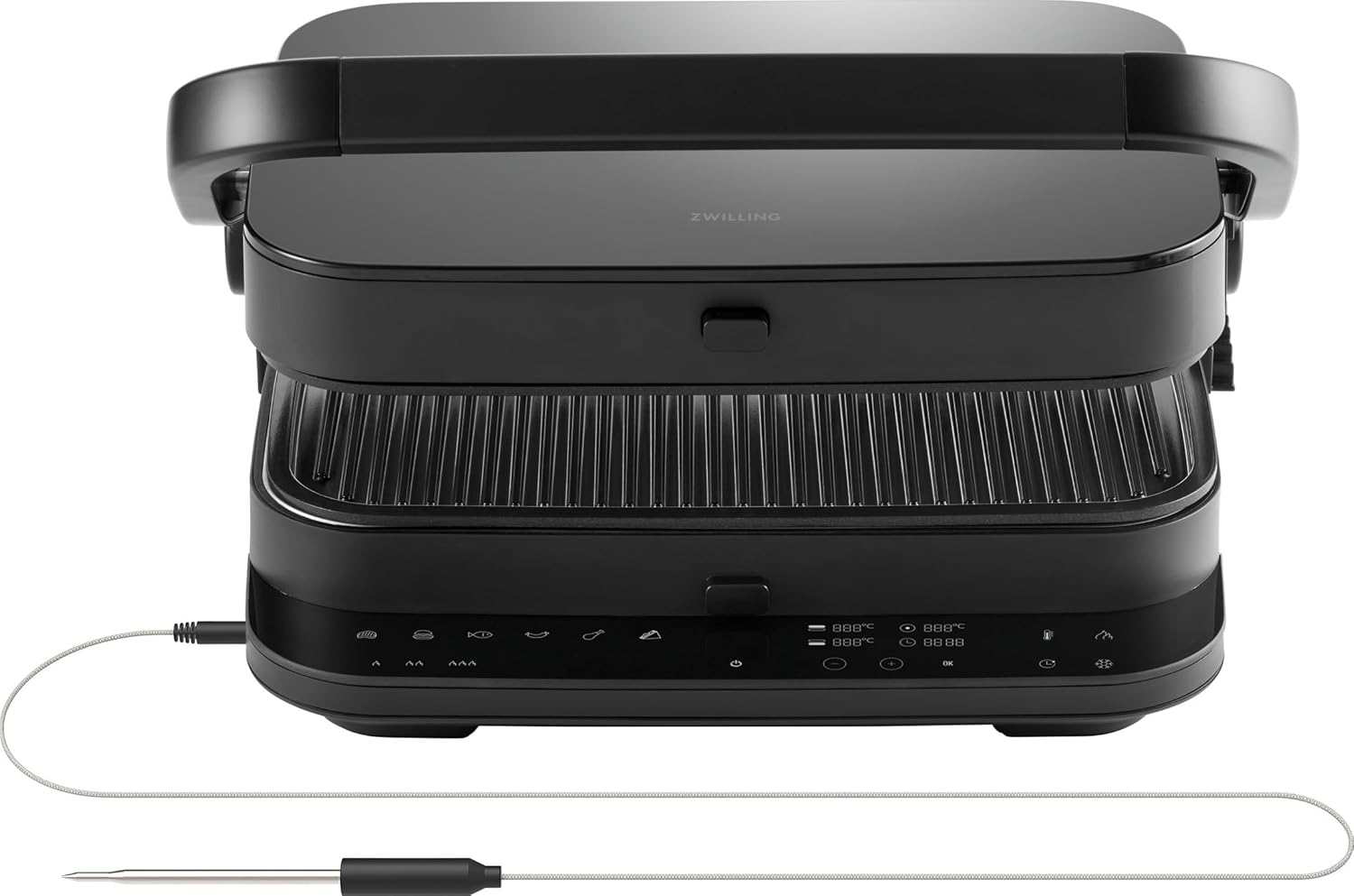 Zwilling Enfinigy Contact Grill, 6 Programmes, Temperature Sensor, Ceramic Non-Stick Coating, Indoor BBQ Grill Device, Black