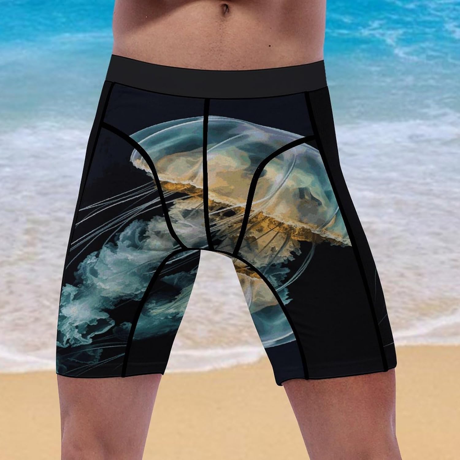 Jellyfish Compression Shorts Men Spandex Sport Shorts Workout Performance Baselayer Underwear