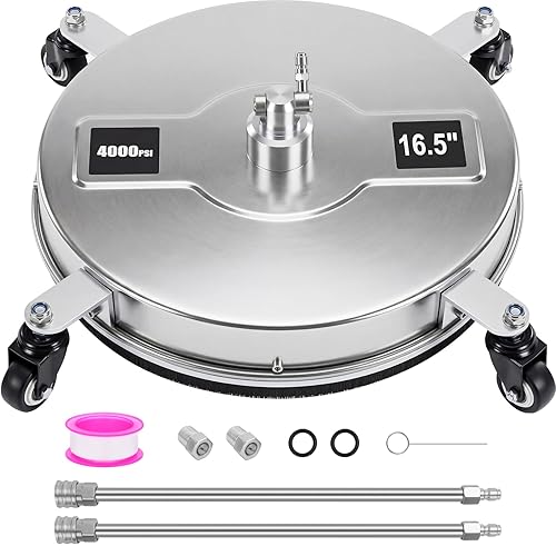 Dalmbox 16.5" Pressure Washer Surface Cleaner, 4-Wheel Stainless Steel Rotary