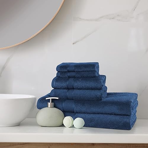 Miniatura 4 de VISI-ONE BLC - Juego de 6 toallas de baño de 100 % algodón, calidad de hotel, para baño, calidad de hotel, altamente absorbentes, 2 toallas de baño,