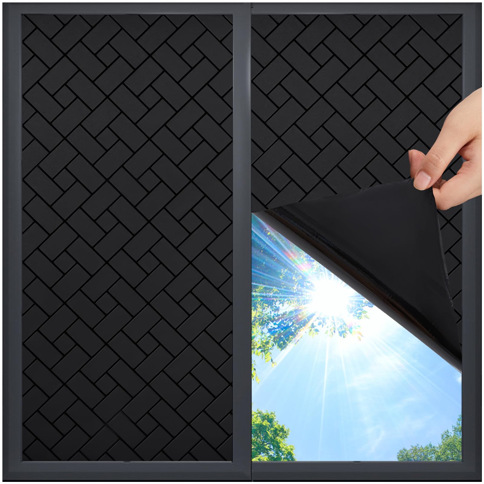 Coavas Total Blackout Window Film 100% Light Sun Blocking Window Covering Darkening Privacy Heat Control Static Cling Removable No Glue Anti Glare Reflective Film for Home,29.5 x 78.7 inches