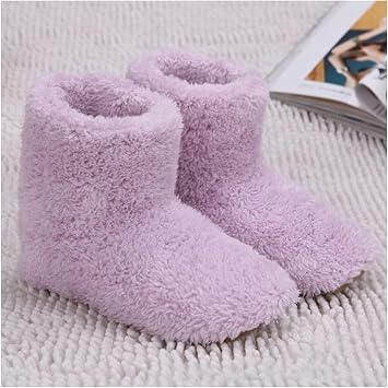 DKULMN Pink Plush USB Heated Slippers, Womens & Mens Footwear, Size 8, Unisex, SLIPPER, Velvet, Rechargeable, Warm House Shoes