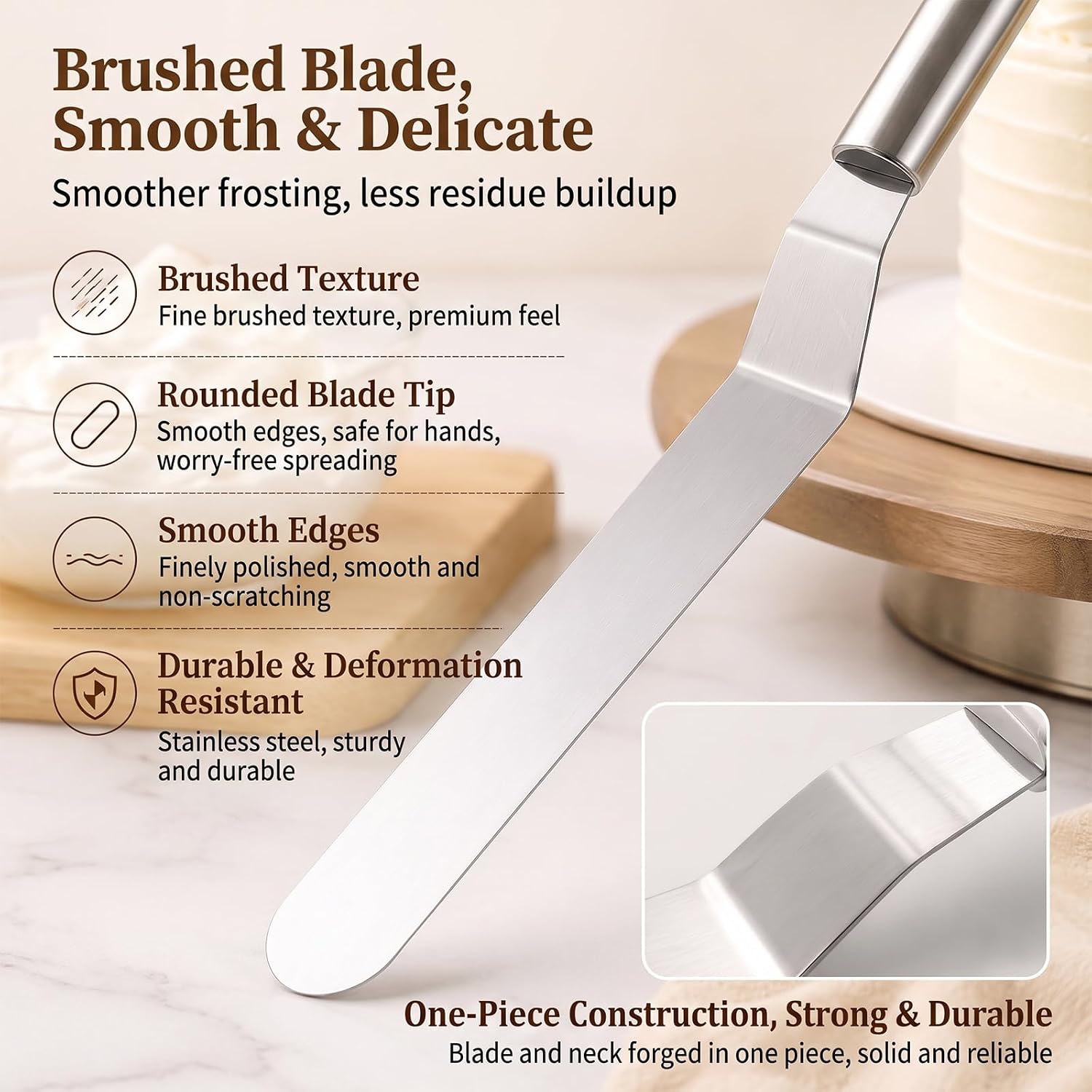 Offset Spatula Set, 6 & 8 Inch Stainless Steel Cake Decorating Tools