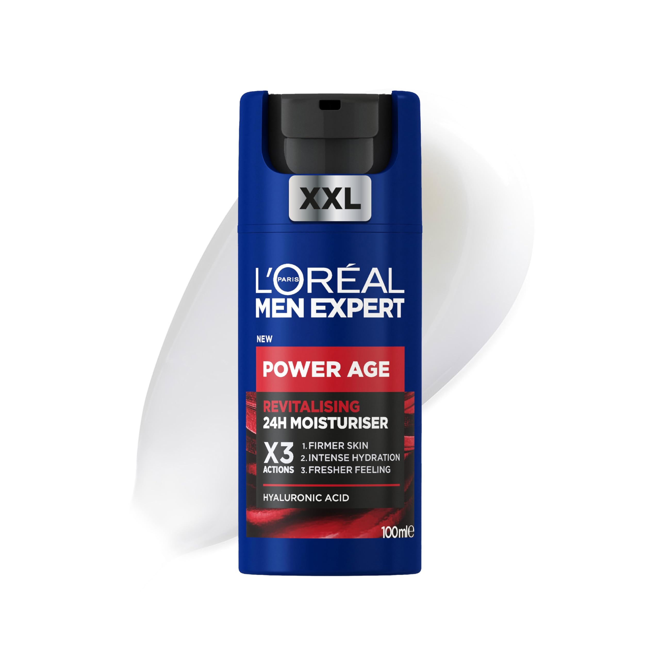 L’Oréal Paris men expert NEW Power Age Moisturiser, Hydrating & Revitalising Hyaluronic Acid Moisturiser for, designed for Ageing, Dry & Dull Skin 100ml