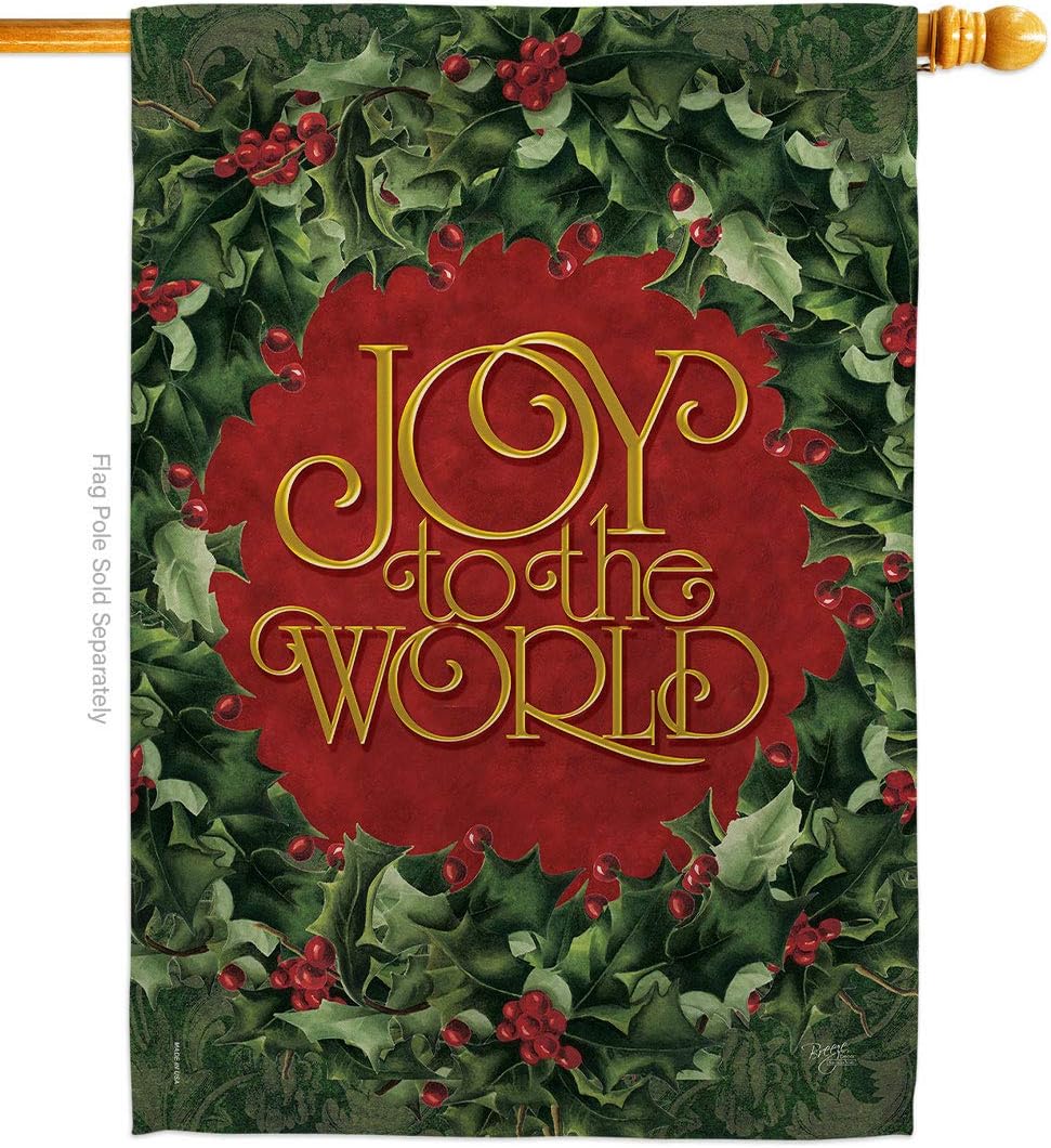Joy To The World Wreath Tapestry Christmas Gifts Santa Marry Xmas Present Reindeer Season Wintertime Breeze Decor Snow Decorations Home Banner Winter Gingerbread House Flag Garden Yard Wall Art Made In USA
