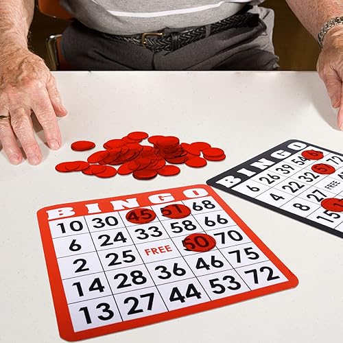 Miniatura 10 de GSE - 5,000 fichas de bingo transparentes de plástico de 34 pulgadas para fiestas de juegos de bingo, aula, noche de juegos, sala de bingo (azul)
