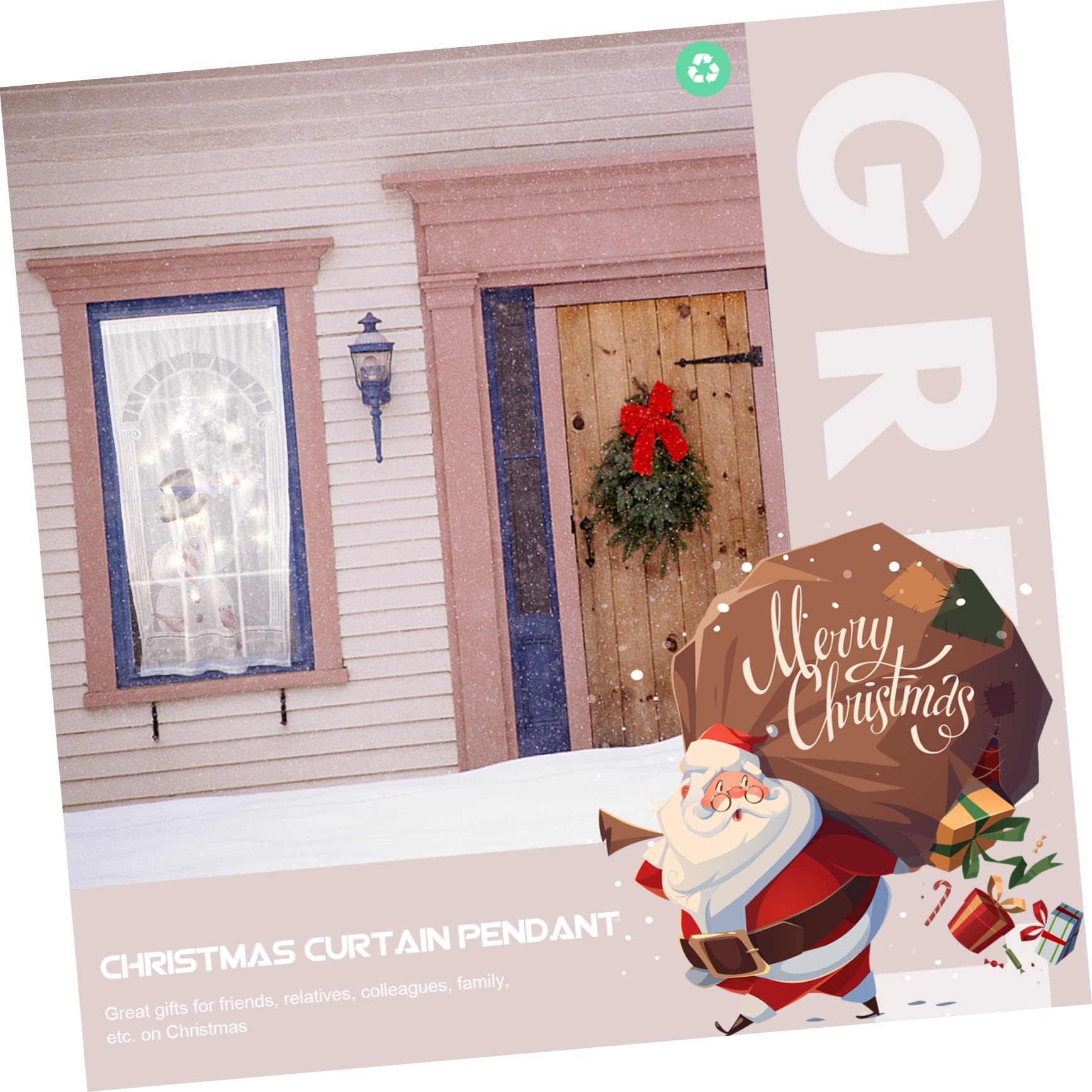 Alipis 5 Sätze Weihnachten Leuchtende Vorhänge Quaste Verdunkelungsvorhänge Beleuchteter Weihnachtsvorhang Fenster Led Solar- Ornamente Weihnachtsschmuck Gardinen Für Weiß Polyester