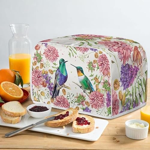 Miniatura 5 de Annejudy Funda para tostadora de flores de colibrí de 2 rebanadas, cubierta acolchada para tostadora de dos rebanadas, cubierta a prueba de polvo