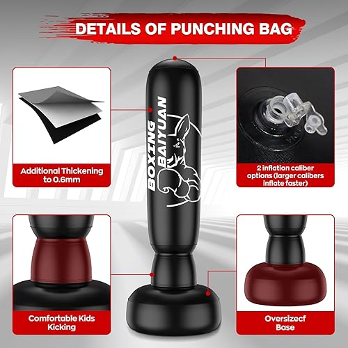 Miniatura 4 de Freestanding Punching Bag for Adults, 70'' Boxing Bag with Stand - Includes Boxing Gloves & Air Pump, Kick Boxing Training Equipment for MMA, Muay
