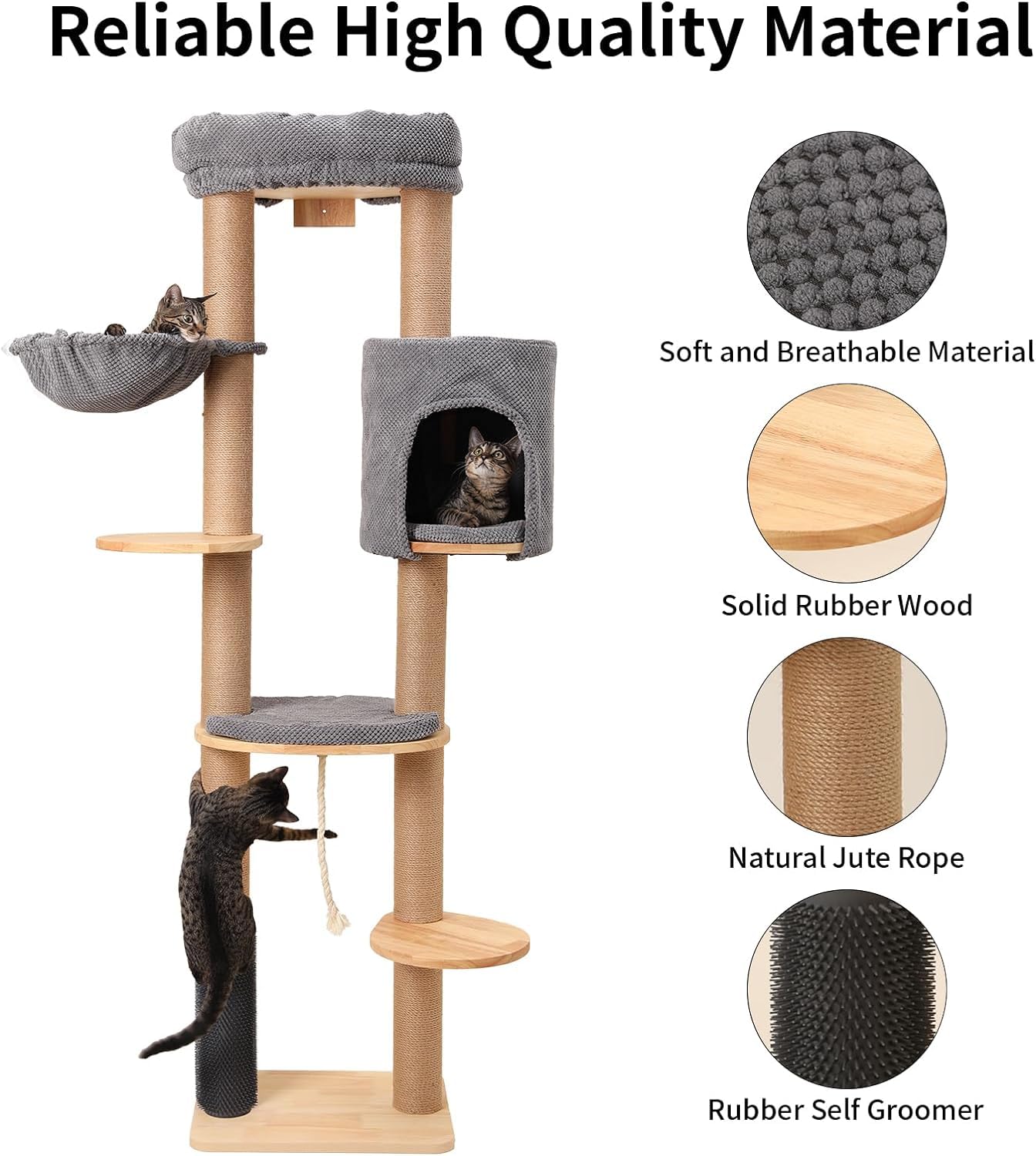 Tiragraffi per gatti, 50 x 40 x 135 cm, a più piani, con casetta per gatti, capsule e piattaforme multilivello per famiglie, negozi di animali