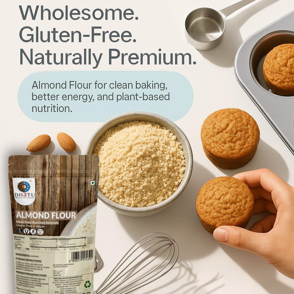 Dhatu Natural Blanched Almond Flour 200g | Gluten-Free & Vegan | Low Carb & High Protein | Ideal for Baking, Keto Recipes, Pancakes & Breading - Image 3 thumbnail