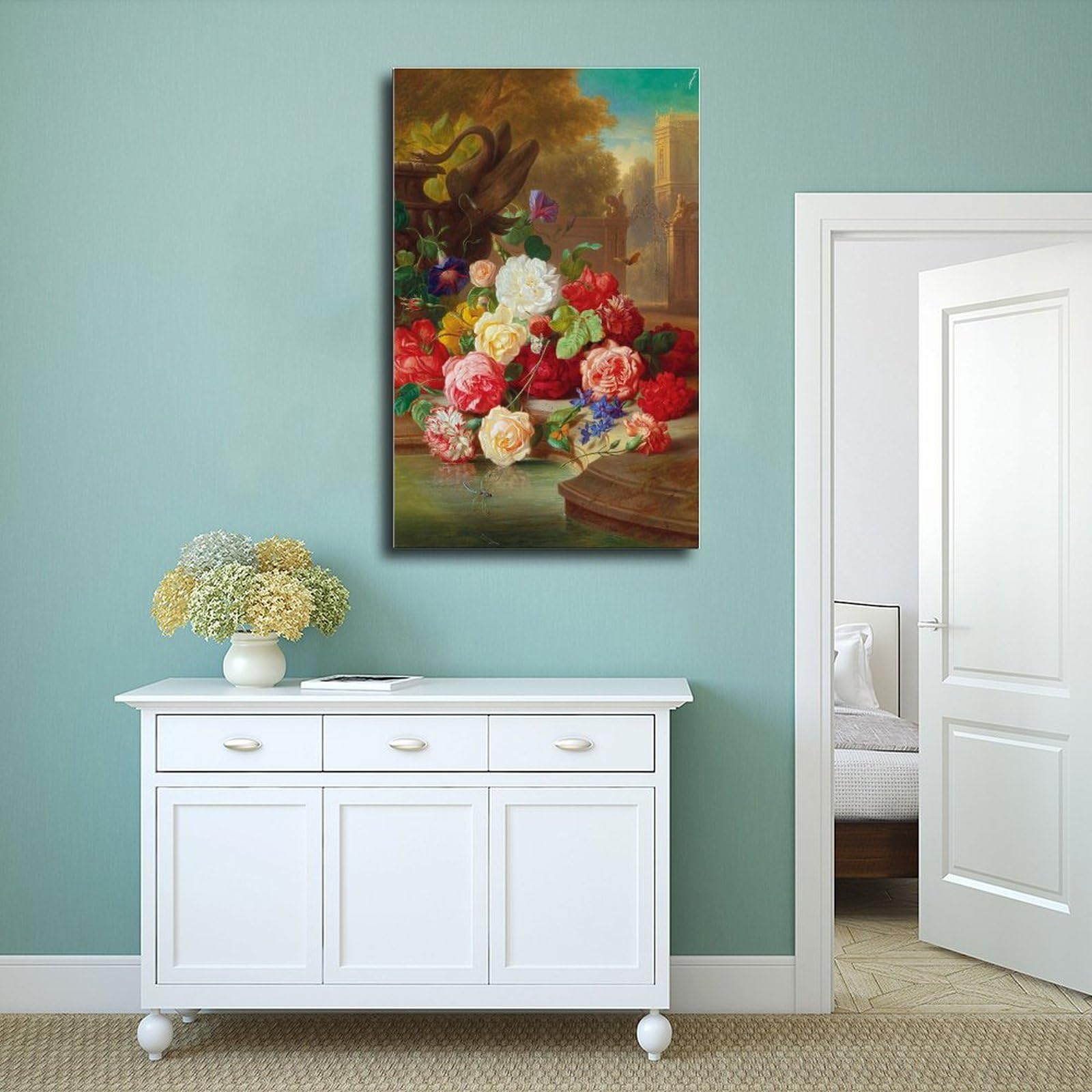 Blumenstück Mit Schmetterling In Einer Parklandschaft Poster su tela per ufficio Decor Gift