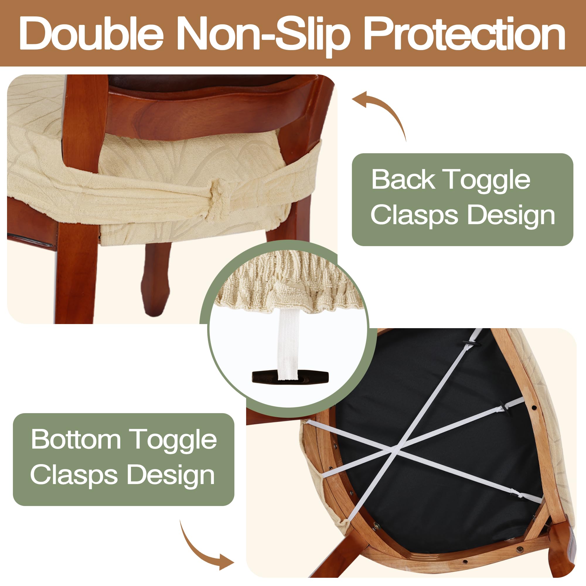 Cream Dining Chair Slipcovers - Set of 6 -4