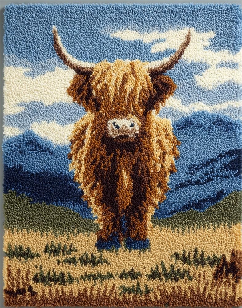 FWRTYCB Latch Hook KitsScottish Highland Cow