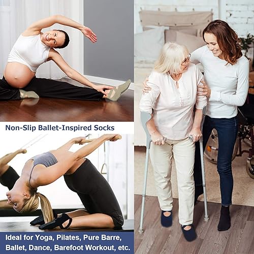 Miniatura 119 de Ozaiic - Calcetines de yoga para mujer con correas y agarres antideslizantes, ideales para pilates, Pure Barre, ballet, danza y entrenamiento