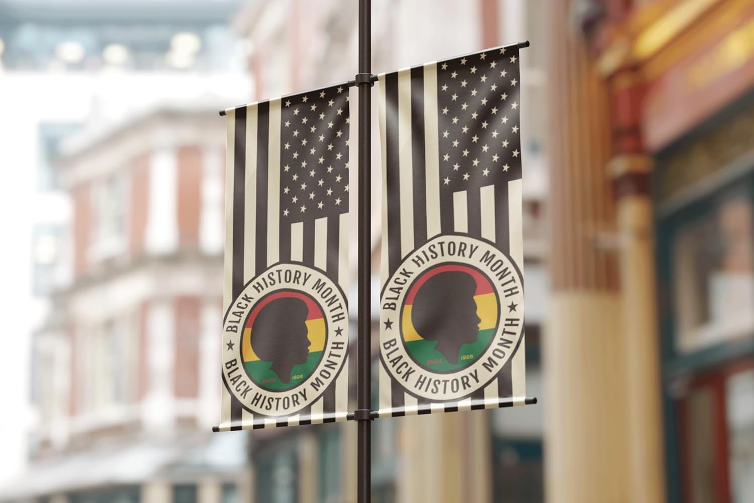 History Month Decorations: History Month Pole Banner, 3 Inch hemmed pole pockets and grommets (American Flag, 24x36 Inches)