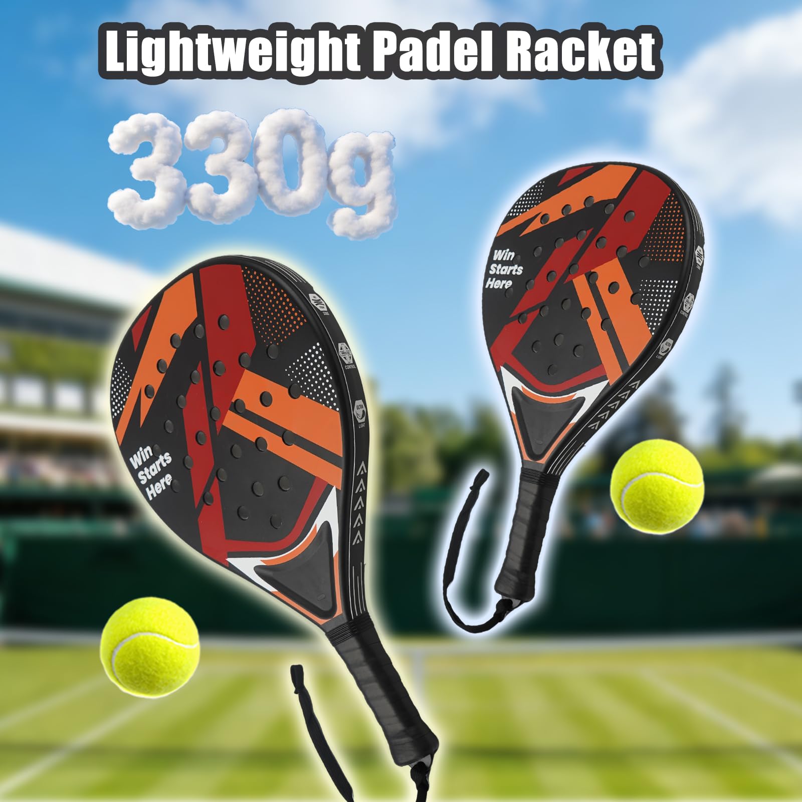 Raquettes de Padel Lot de 2 pour Débutants Femmes Noir Rouge Cadre ABS Noyau Mousse EVA Contrôle Facile