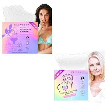 CLEVERFY Silicone Chest Wrinkle Pads for Decollete - 4 Tshape x 2 Vshape