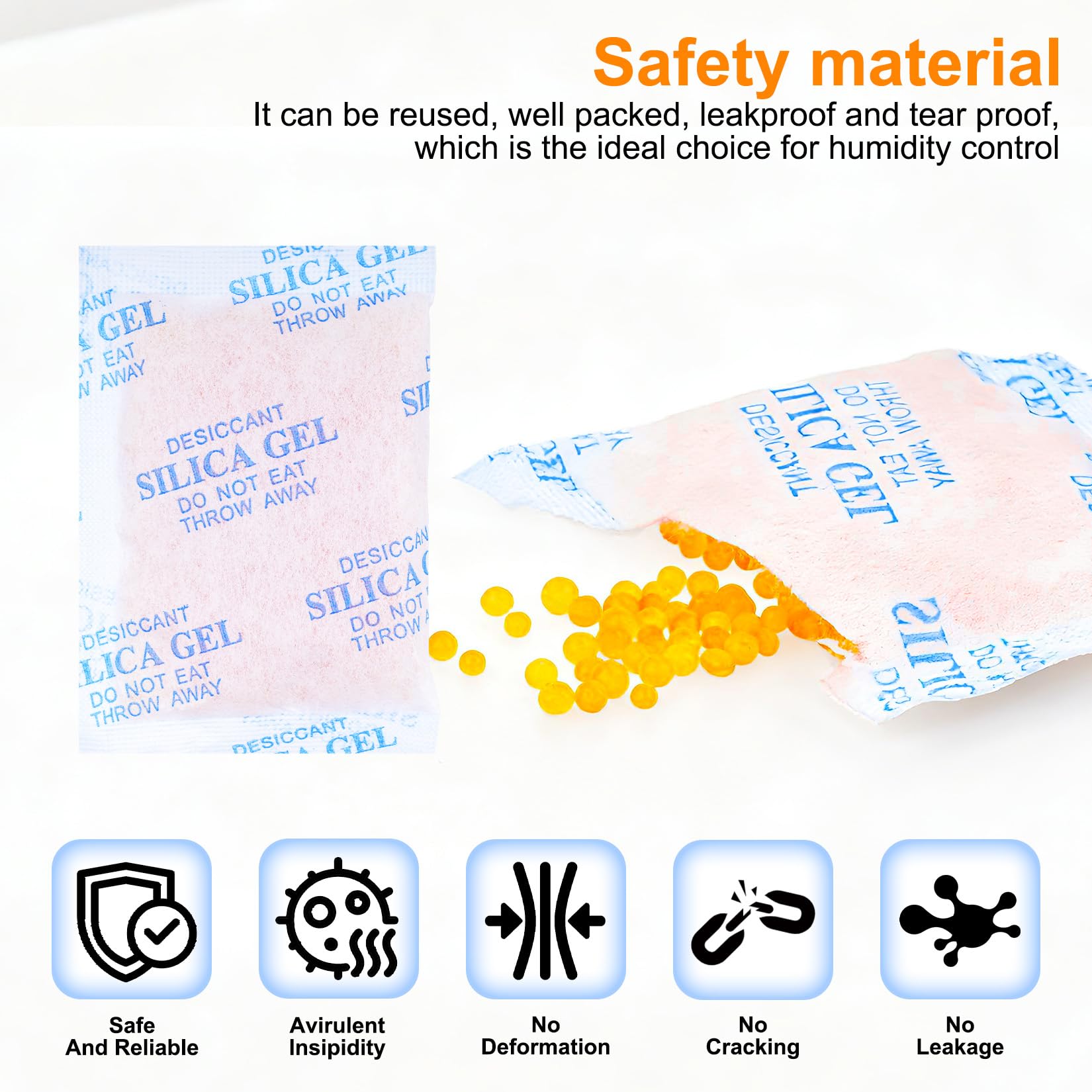 Bolsitas Antihumedad Silica Gel 20g x 22 Pcs, Indicador de Humedad Naranja a Verde para Almacenamiento de Ropa