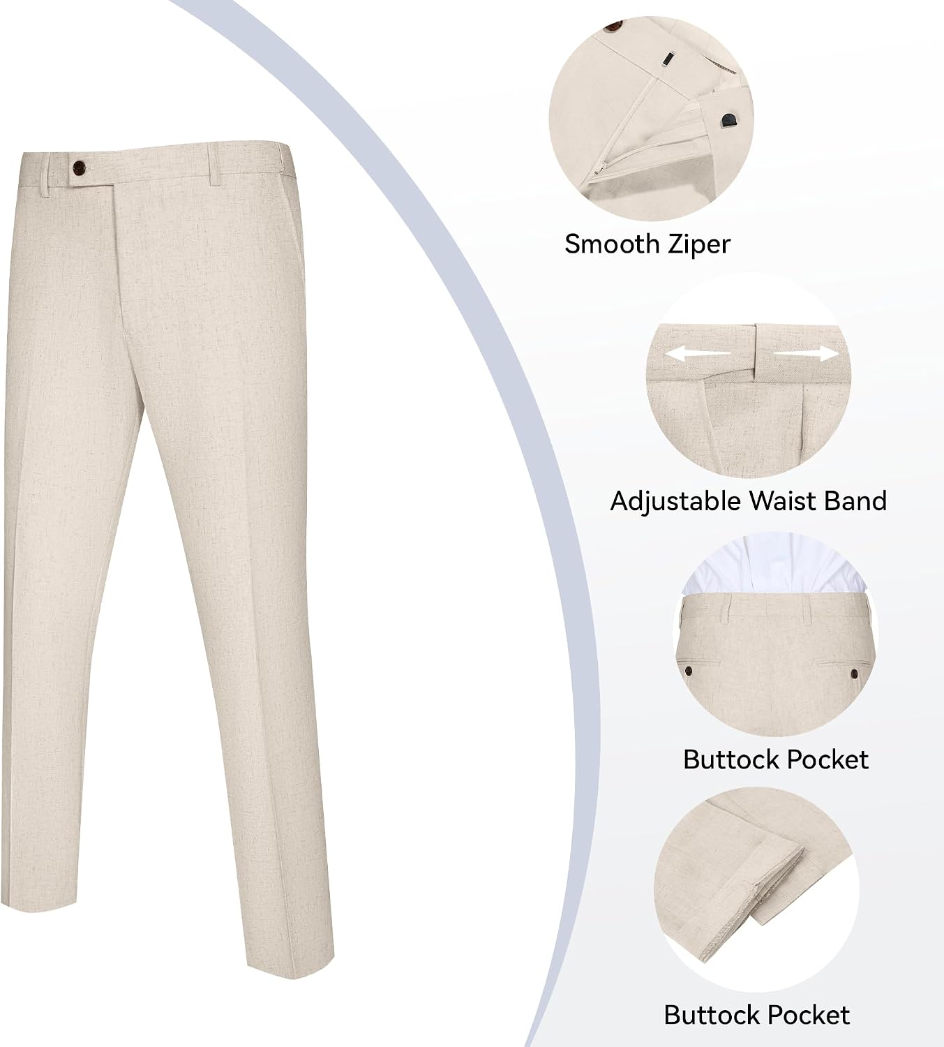 Men's Linen Suit Slim Fit 2 Piece Suits Casual Vest Pants Men Lightweight Suits for Wedding Prom Party Tuxedos