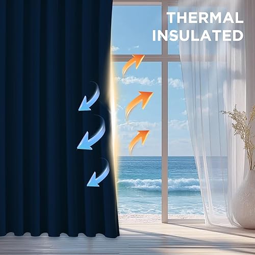 Miniatura 4 de CUCRAF - Cortinas opacas de dormitorio para oscurecimiento de habitación, con aislamiento térmico, ojales, cortinas de ventana para sala de estar,