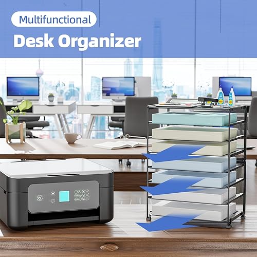 Miniatura 5 de Simple Trending  Organizadores de archivos de escritorio de 8 niveles, juego de 2, de malla metálica para oficina o escuela, color negro