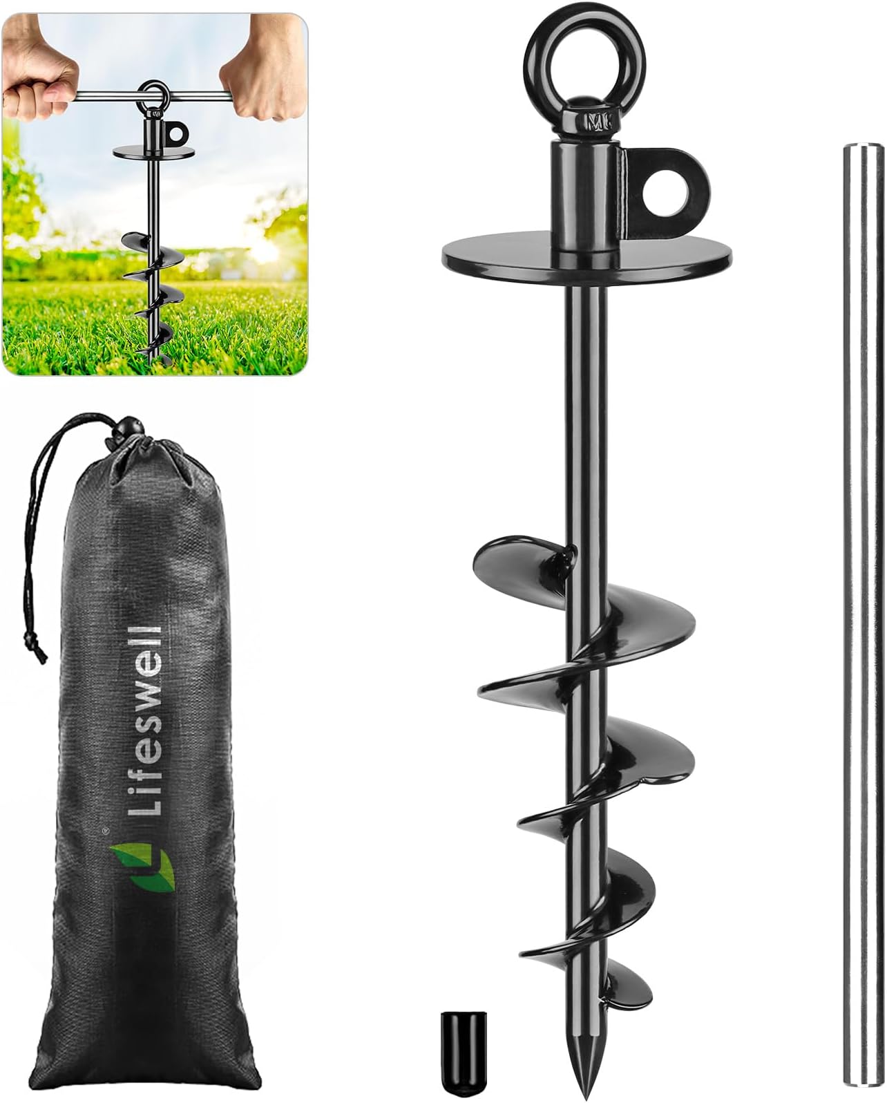 SELEWARE Dog Tie Out Stake Outdoor AntiRust Dog Anchor for