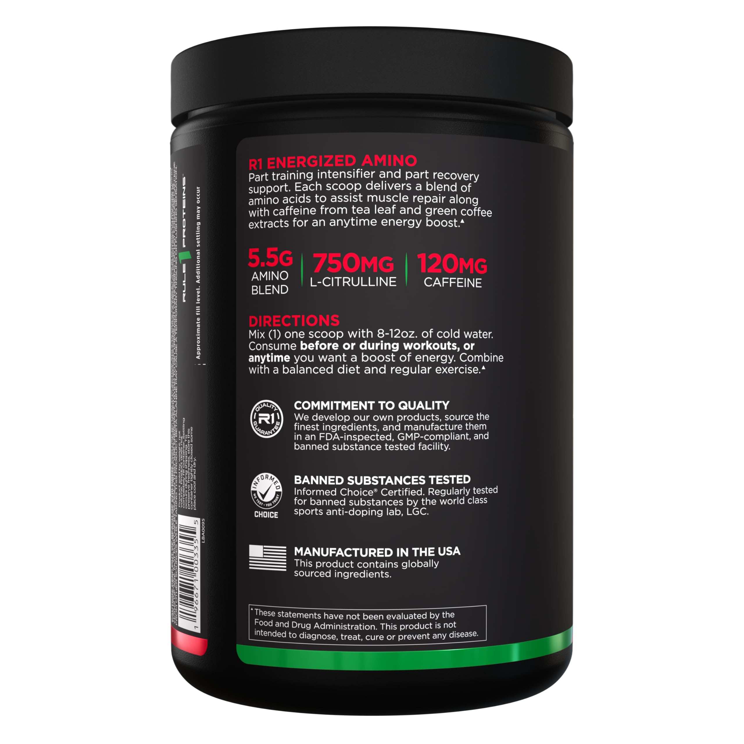 Rule 1 Proteins Energized Amino, Watermelon, 30 Servings — Amazon image 3