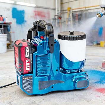 Airless Paint Sprayer,Cordless and Electric Dual Mode,6-Speed Adjustable,Portable High-Pressure Spray Gun with 70-Inch Hose for Smooth Coating on Walls,Furniture,Fences Blue