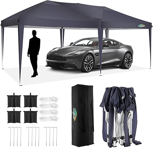 Miniatura 44 de COBIZI 10x10 Gazebos desplegables en oferta 11x11 Tienda de campaña con toldo fácil de montar al aire libre, Gazebo impermeable portátil