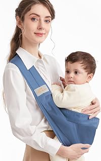Tragetuch Baby, Mumgaroo Babytrage Neugeborene ab Geburt, On the Go Multifunktionale, für Babys von 0 bis 36 Monaten, Kleinkinder bis 15kg, Blau