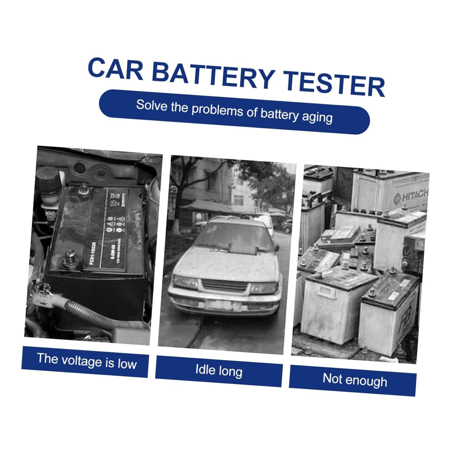 PRETYZOOM Professional Car Battery Tester Car Battery Monitor Strong Plastic Display Easy to Use