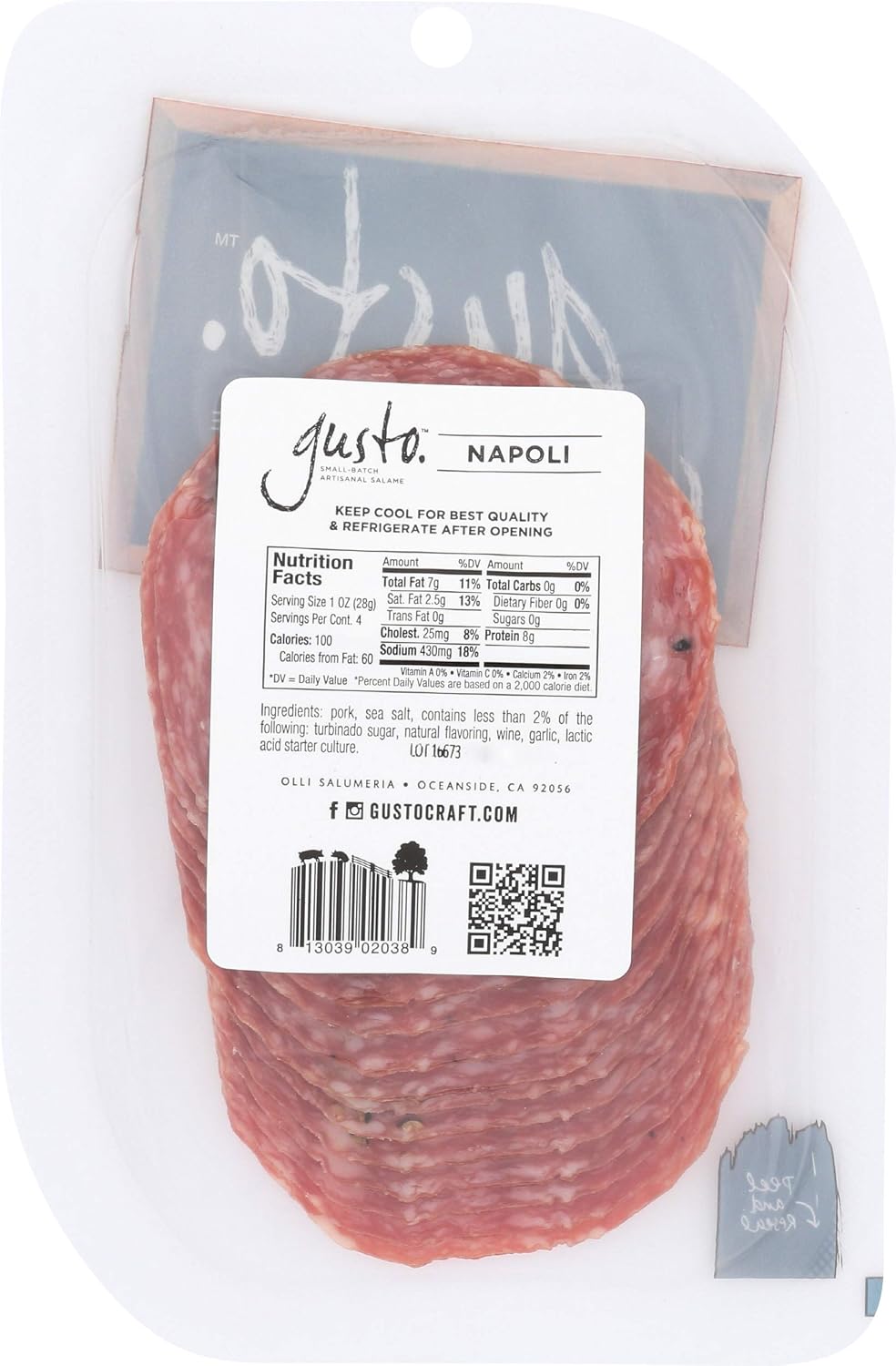 GUSTO Sliced Napoli Salami, 4 OZ