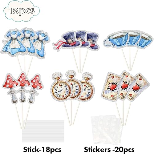 Miniatura 3 de 18 adornos para cupcakes de Alicia, decoración mágica para tartas de fiesta de té, para baby shower, boda, decoración de pasteles de cumpleaños,